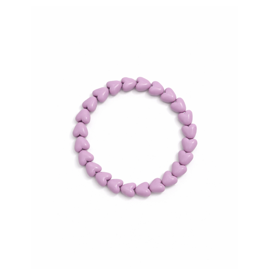 Lila hartjes kralenarmband elastisch dames armband