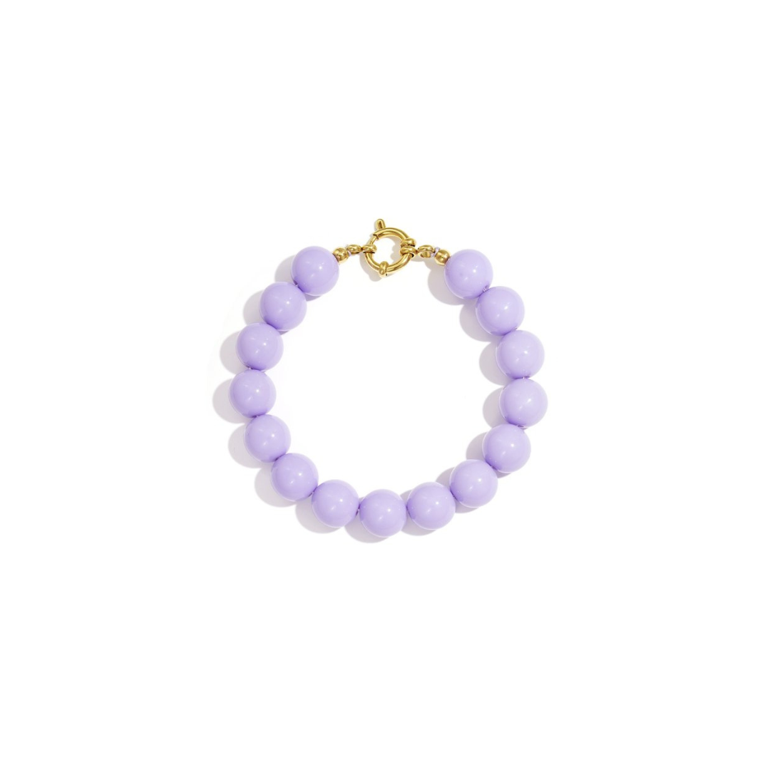 Lila kralenarmband met goudkleurig boeislot in Ibiza style