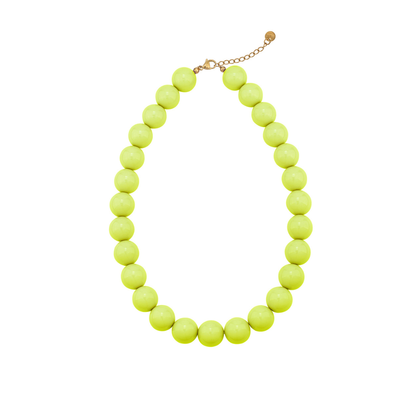 Limegroene grote kralenketting met gouden sluiting