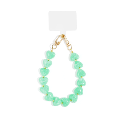 Mintgroene marble hartjes XL telefoonkoord Lieve