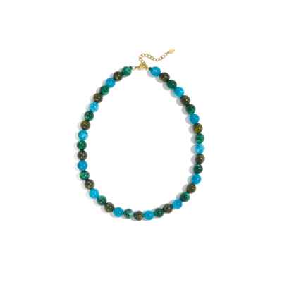 Mixed blauw groene kralenketting Elin