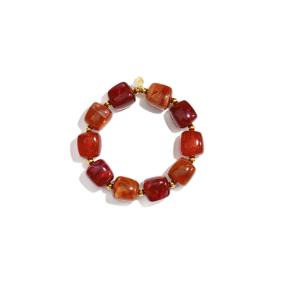 Mixed rood-oranje chunky kralenarmband