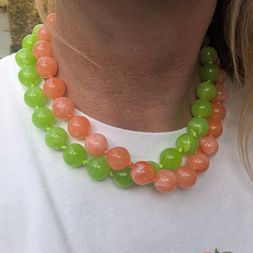 Appel groen gemarmerde grote kralenketting