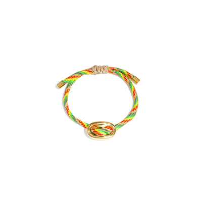 Multicolor rope armband gouden bean