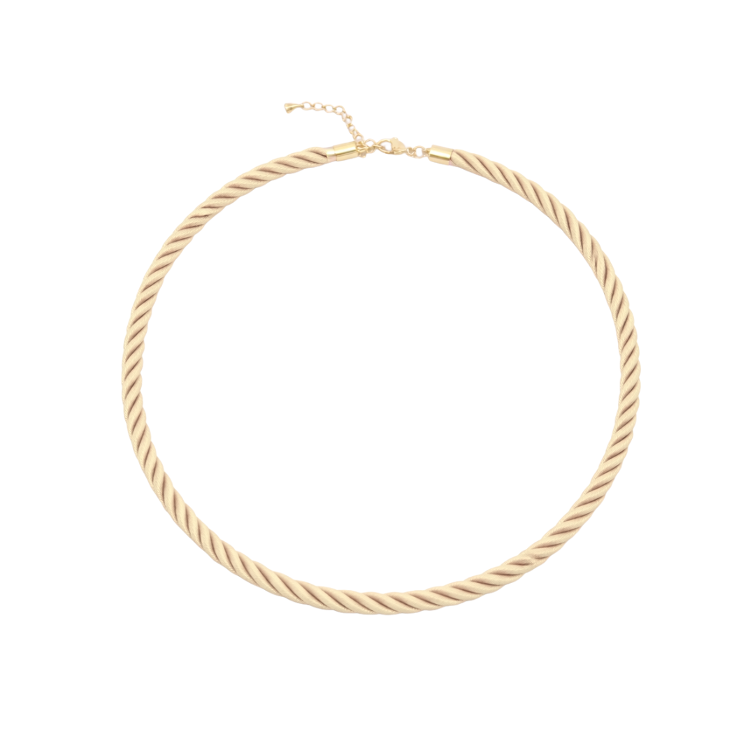 Naturel gedraaide rope ketting met goudkleurige sluiting