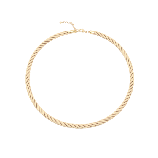 Naturel gedraaide rope ketting met goudkleurige sluiting