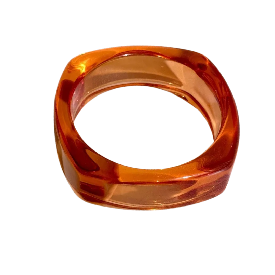 Oranje chunky resin bangle armband transparant Ibiza style statement dames
