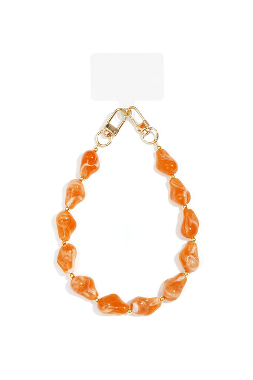 Oranje chunky marble telefoonkoord