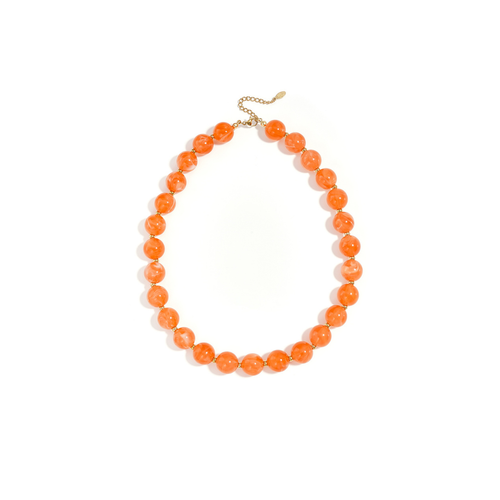 Oranje marble kralenketting met gouden details Juul