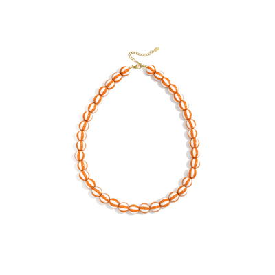 Oranje wit gestreepte kralenketting
