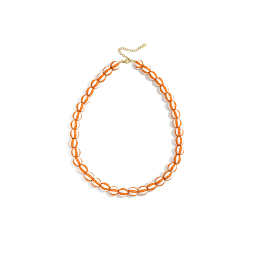 Oranje wit gestreepte kralenketting