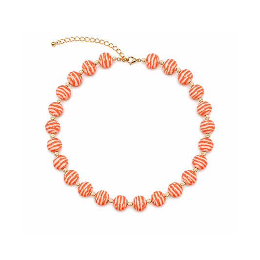 Oranje gestreepte kralenketting Zebra met ronde kralen van Casa Jadel