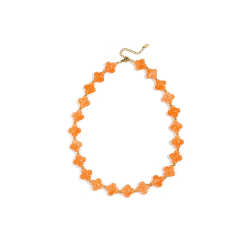 Oranje klaver kralenketting