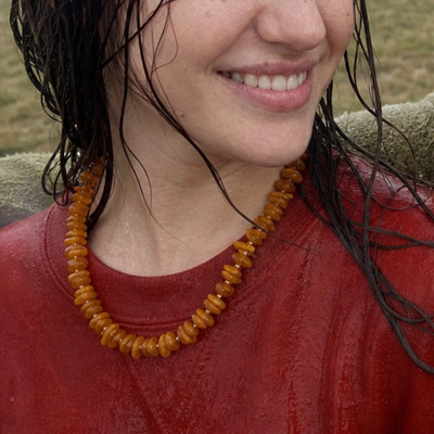 Oranje marble splitkralenketting