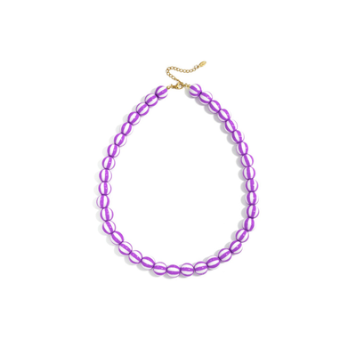Paars wit gestreepte kralenketting