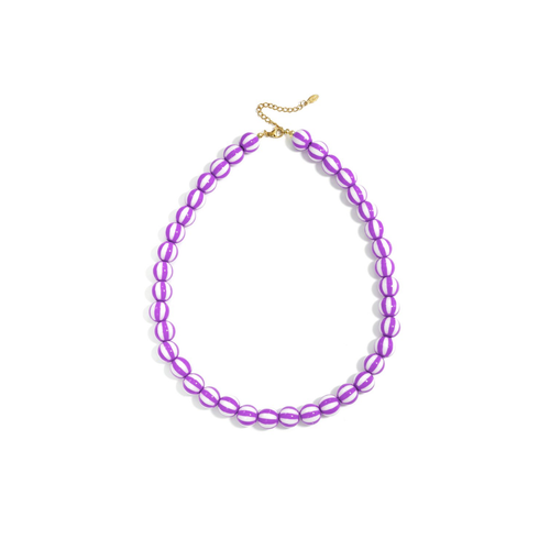 Paars wit gestreepte kralenketting