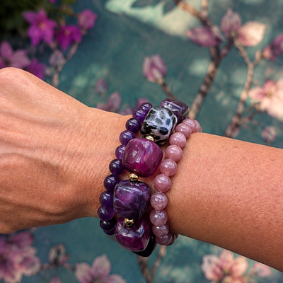 Paarse chunky kralenarmbandset