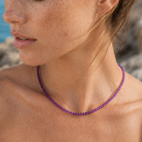 Amethist natuursteen kleine kralenketting Saar