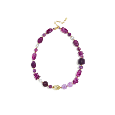Paars - lila mixed chunky kralenketting