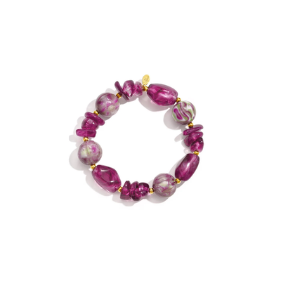 Paarse statement kralenarmband met marble kralen