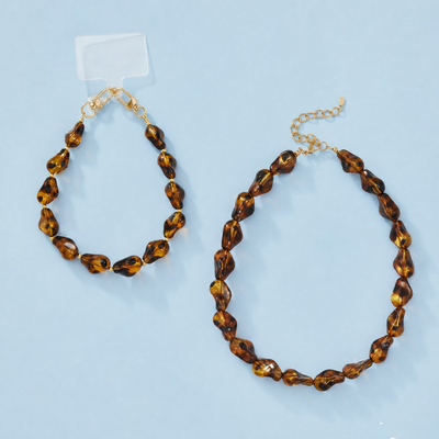 Panterprint chunky kralenset | ketting en telefoonkoord