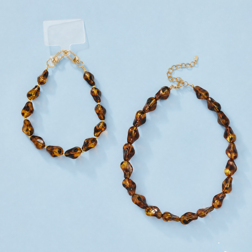Panterprint chunky kralenset | ketting en telefoonkoord