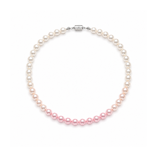 Parelketting met roze verloop met vintage sluiting
