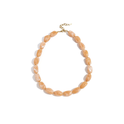 Perzik chunky statement marble kralenketting Sanne