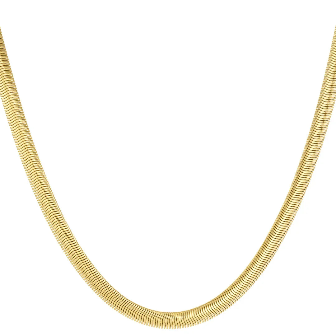Gouden platte schakel ketting 6mm