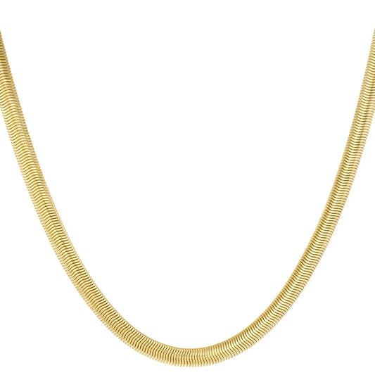 Gouden platte schakel ketting 6mm