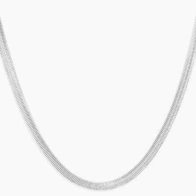 Zilveren platte schakel ketting 6mm
