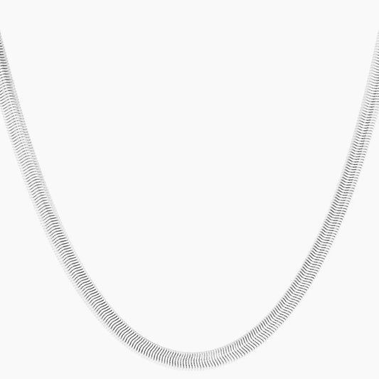 Zilveren platte schakel ketting 6mm