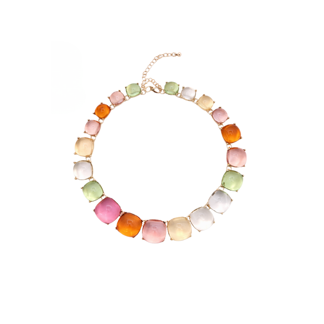 Multicolor cabochon statement ketting