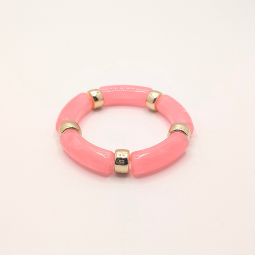 Zuurstokroze  gouden gemarmerde tube armband