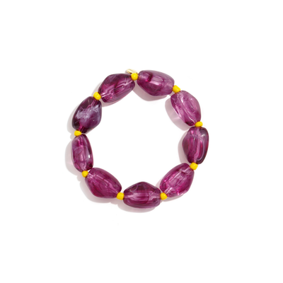 Paarse marble kralenarmband met gele accenten Lynn