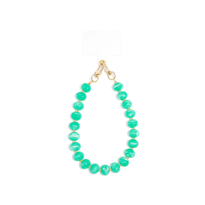 Telefoonkoord turquoise-groene kralen