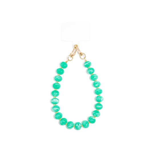 Telefoonkoord turquoise-groene kralen