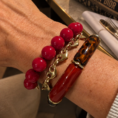 Burgundy rode armbanden set met gouden details | Casa Jadel