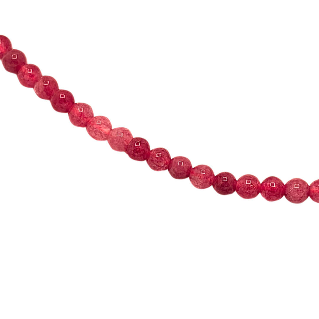 inzoom Rhodoniet natuursteen kralenketting Saar met fijne roze kralen en zilverkleurige sluiting