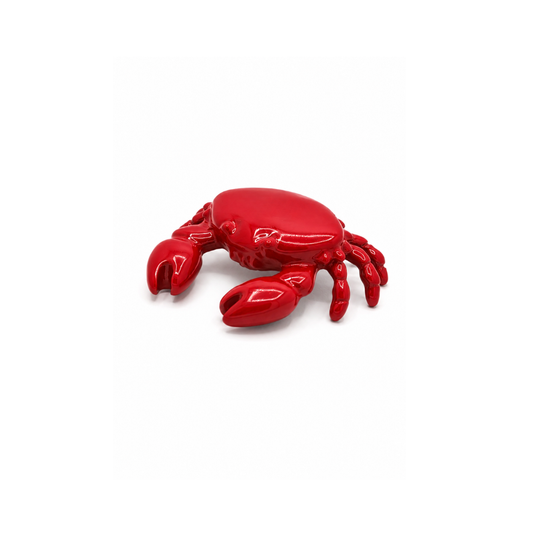 Rode 3D krab bedel XL met afgewerkte ophangoog. 