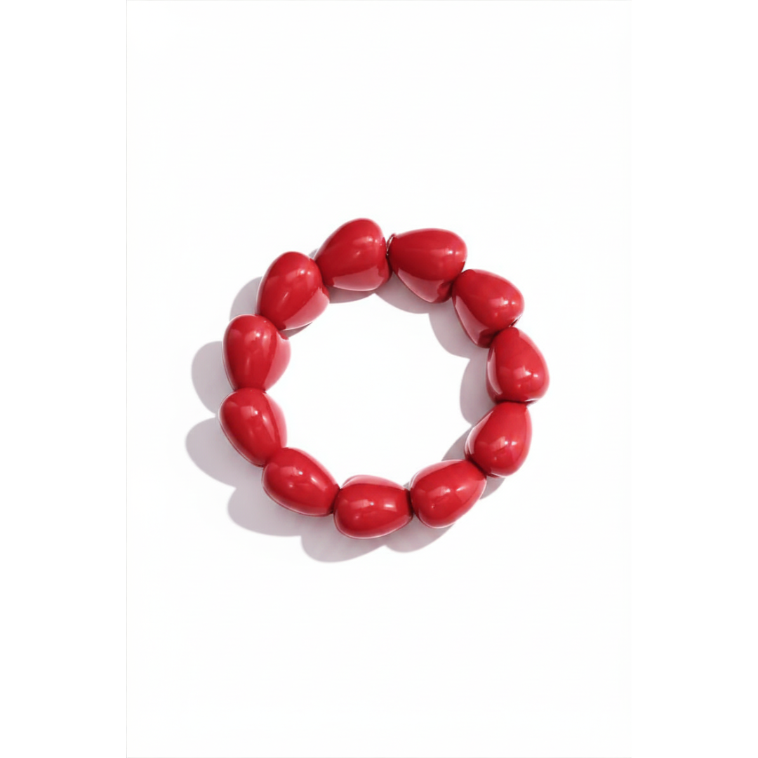 Rode chubby hartjes kralenarmband van Casa Jadel