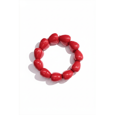 Rode chubby hartjes kralenarmband