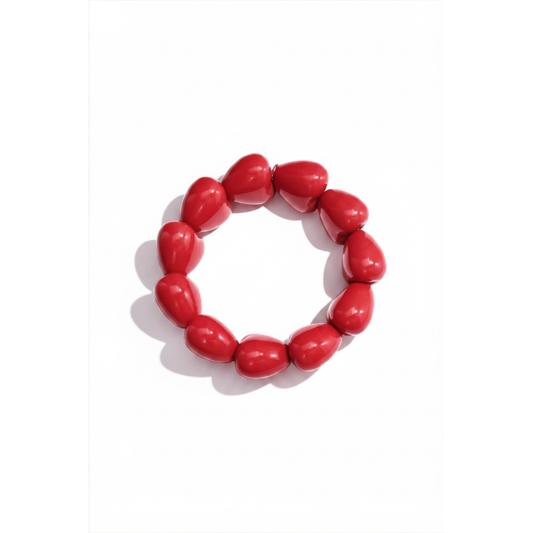 Rode chubby hartjes kralenarmband van Casa Jadel