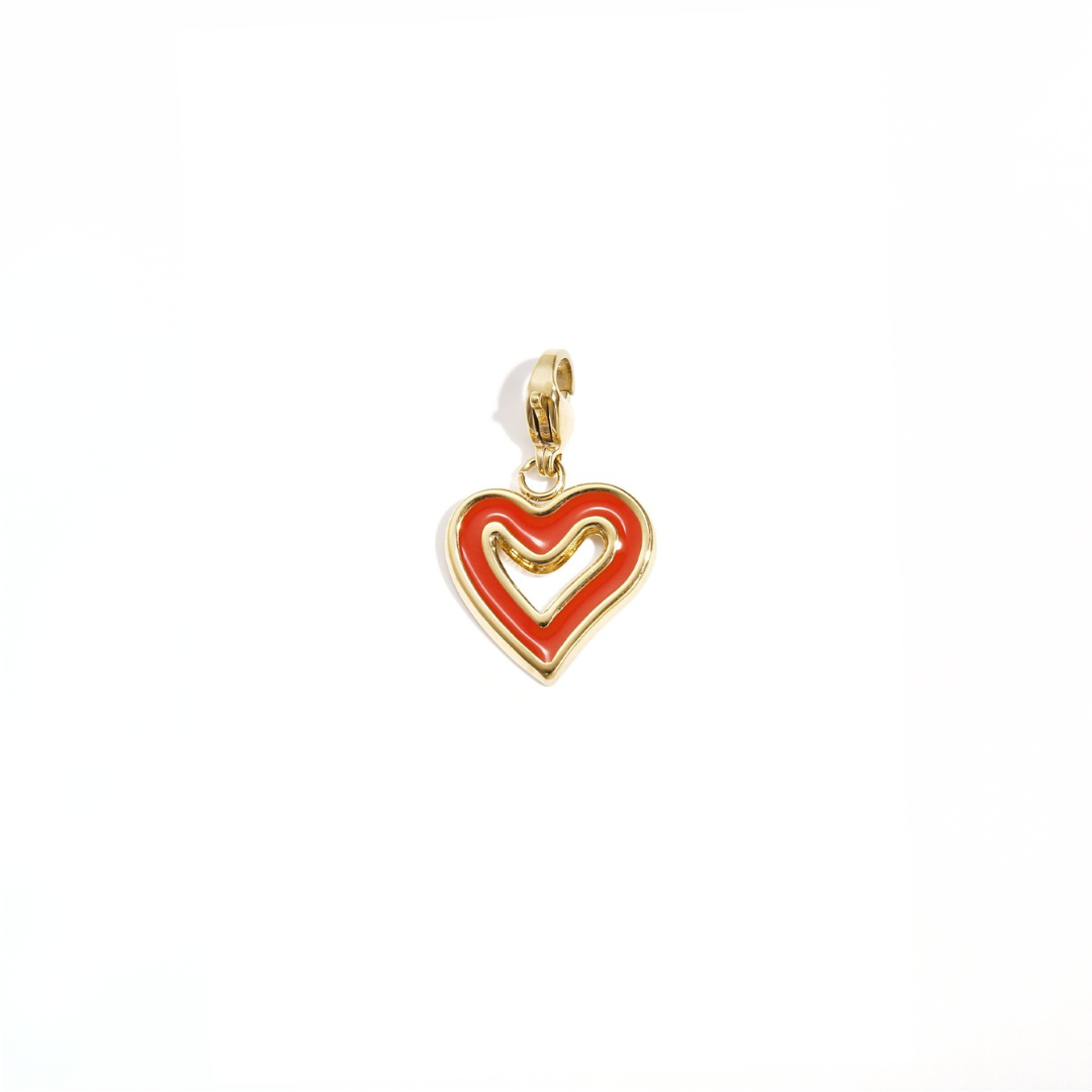 Rode hart contour bedel met goudkleurige afwerking in Ibiza style