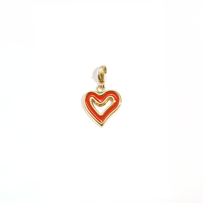 Rode hart contour bedel met goudkleurige afwerking in Ibiza style