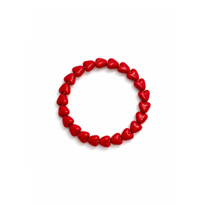 Rode hartjes kralenarmband elastisch dames armband