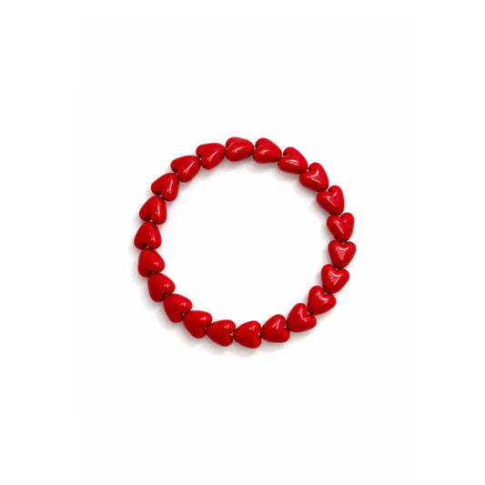 Rode hartjes kralenarmband elastisch dames armband