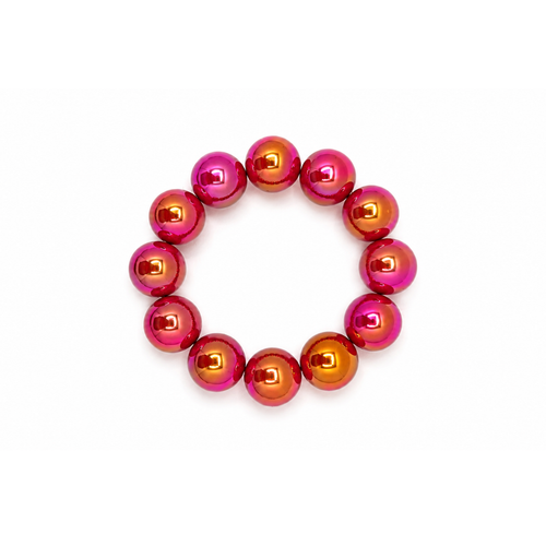 Rood-oranje metallic grote kralenarmband Eva