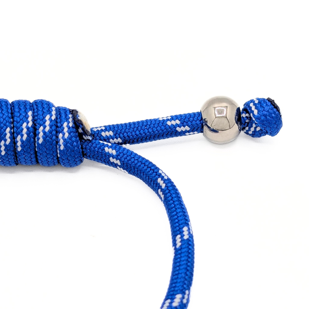 Verstelbare blauwe touw armband met metalen varkensneus