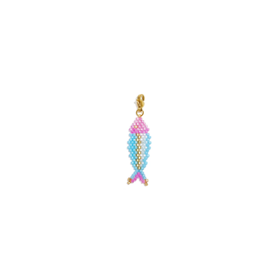 Roze blauwe kralen vis bedel